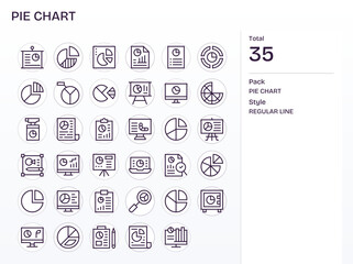 Pie Chart Ultimate Vector Package with 35 Retina Ready Regular Line PIXEL Perfect Icons