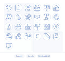 Bargain Comprehensive Vector Bundle with 25 Pixel Aligned Regular Line High Resolution Icons
