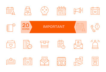 Important Vector Icon Collection with 24 High Resolution Thin Line Designs