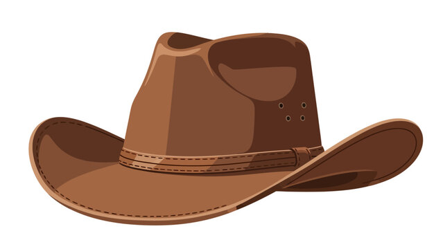 A brown cowboy hat with a stitched band and eyelets