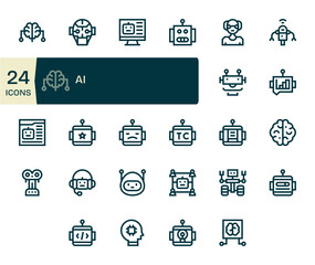 Bold Line PIXEL Perfect Vector Icons from Ai Set with 24 64x64 Icons