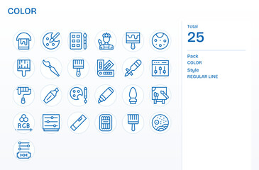 25 Vector Icons for Color optimized in Editable High Resolution Regular Line resolution