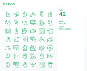 Option Design Vector Icons featuring 42 PIXEL Perfect Regular Line Style