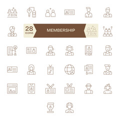 Thin Line Pixel Optimized Vector Icons from Membership Set with 32 High Resolution Icons