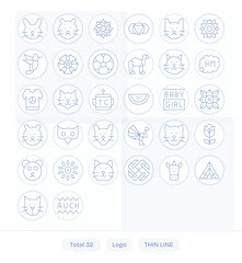 Logo including 32 High Resolution Thin Line Vector Illustrations