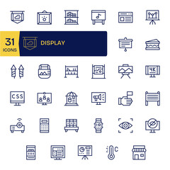 Display Digital Vector Pack containing 35 Pixel Aligned Regular Line 64x64 Icons