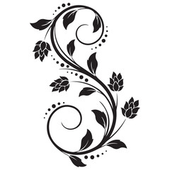 Swirling Vine with Leaves – Floral Ornament Vector
