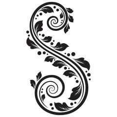Floral Swirl Letter S – Vintage Monogram Vector