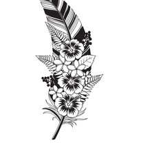 Boho Feathers and Flowers – Decorative Vertical Arrangement