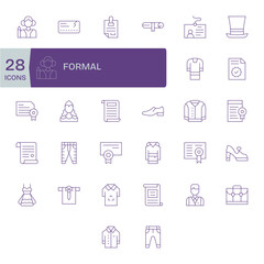 Formal Professional Vector Set with 32 Thin Line Pixel Optimized High Resolution Icons