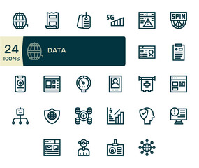 Data Vector Graphics featuring 24 Bold Line PIXEL Perfect 256x256 Designs