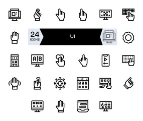 24 Bold Line Vector Icons designed for Ui in 256x256 Display Perfect format