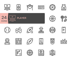 24 Bold Line Vector Icons designed for Player in 256x256 Display Perfect format