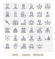 Leadership including 35 256x256 Regular Line Vector Illustrations