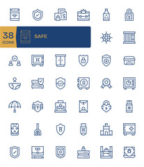 42 Regular Line Vector Icons designed for Safe in 256x256 Editable format