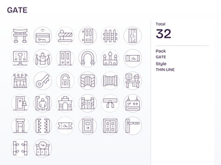32 256x256 Thin Line Vector Icons optimized for Gate Editable display