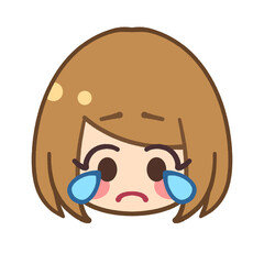 女の子の泣き顔かわいいアイコンイラスト素材