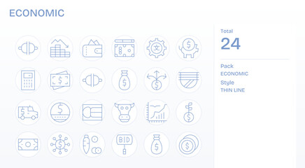 Economic Ultimate Vector Package with 24 High Resolution Thin Line Detail Enhanced Icons