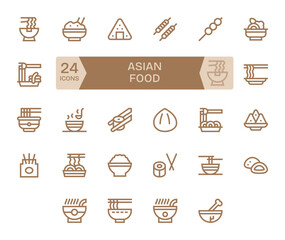 Asian Food Complete Vector Package with 24 Retina Ready Bold Line Detail Enhanced Icons