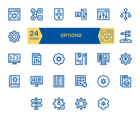Options Complete Vector Package with 24 64x64 Bold Line Display Perfect Icons