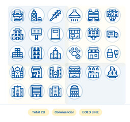Commercial Vector Graphics featuring 28 Bold Line PIXEL Perfect 128x128 Designs