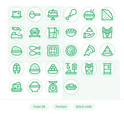 28 128x128 Bold Line Vector Icons optimized for Portion Grid Fitted display