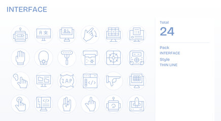 Interface Vector Graphics Pack including 24 Thin Line Retina Ready Display Perfect Icons