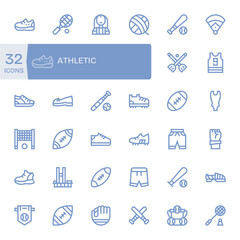 32 Grid Fitted High Resolution Vector Icons for Athletic in elegant Bold Line design