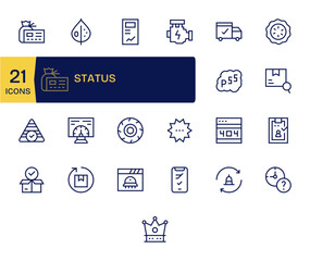 Status Vector Graphics Pack including 25 Regular Line Retina Ready Pixel Optimized Icons