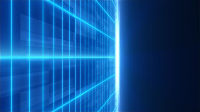 Futuristic glowing blue grid extending