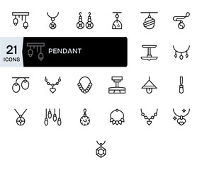 Regular Line Pixel Optimized Vector Icons from Pendant Set with 25 128x128 Icons