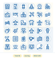 36 256x256 Vector Icons for Journey in Editable Bold Line Format