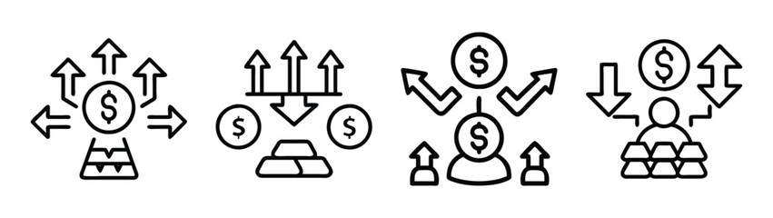 Money flow diagram financial investment strategy wealth management income distribution growth concept