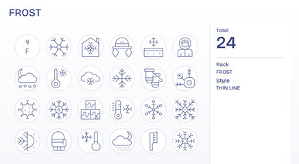 24 Thin Line Vector Icons designed for Frost in 256x256 Editable format