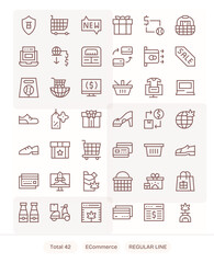 42 ECommerce Display Perfect Vector Icons in 64x64 Regular Line Aesthetic