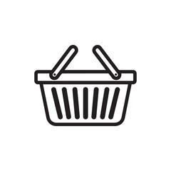 Black and White Line Art of a Shopping Basket for Groceries Retail and Online Stores Vector Icon Design and Marketing