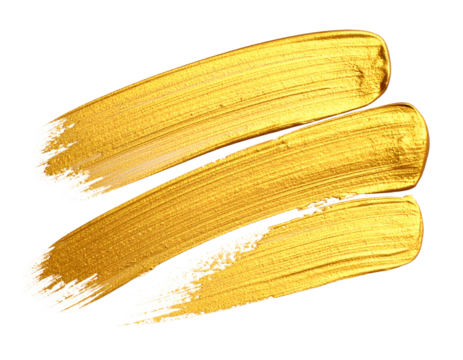 Three textured gold brush strokes on black background