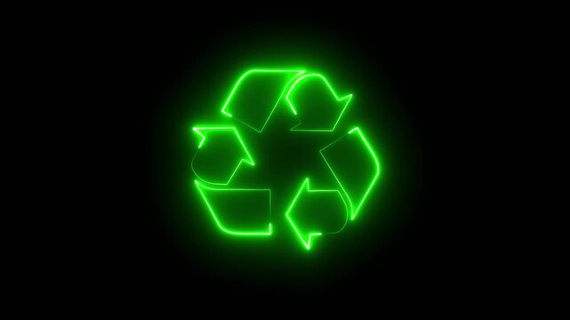 Red and blue neon glowing recycle arrows symbolizing sustainability, eco awareness, waste reduction, and environmental responsibility.