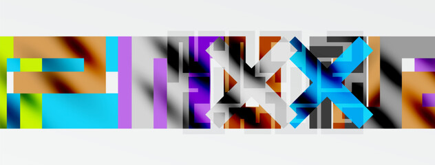 Fototapeta na wymiar Abstract geometric shapes, vibrant colors, horizontal composition. Minimalist design, modern aesthetic, clean lines present.