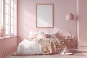 Cozy and Minimalist Bedroom with Soft Pink Walls and Natural Light