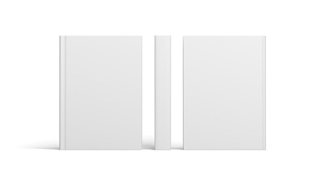 Book isolated on white background. Mockup. Blank. Cover. Front, back and spine. 3d illustration.