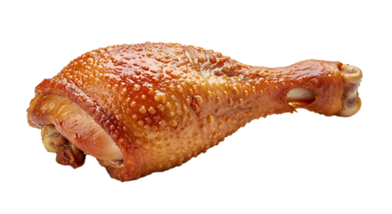 Savor the rich flavors of a perfectly roasted turkey leg, boasting a crispy golden-brown skin and succulent meat.