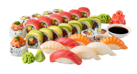 Exquisite sushi platter featuring a delightful assortment of rolls and nigiri, perfect for sharing or indulging alone!