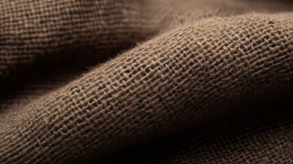 Close-up of brown burlap fabric. Natural textured background for rustic, eco-friendly, or craft themes