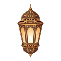 Intricate Islamic Lantern with Detailed Metalwork and Warm Glow.