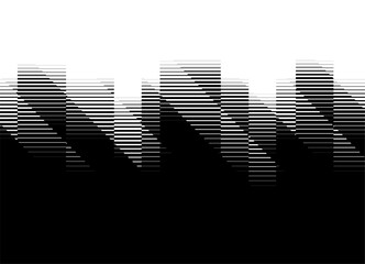 Vector transition from black to white. pattern of striped broken shapes. Modern Design element from lines. Vector background for covers, advertising, packaging. Abstract geometric.