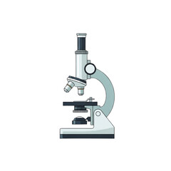 Detailed illustration of a laboratory microscope for scientific research and study.