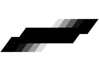 Decorative broken vector stripe black on white. Modern pattern with halftone . Cascading Design element for car body, sportswear, toy, video. games. Ribbon for text. Vector background