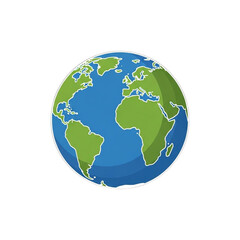 Cartoon Earth Globe Depicting Continents and Oceans in Vivid Colors.