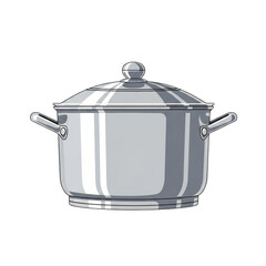 Shiny Silver Stock Pot with Lid and Handles.